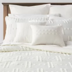 8pc Tufted Broken Stripe Comforter Bedding Set White - Threshold™ -Haven Home Store GUEST 002a1bd3 6315 43f4 bd9f f5b4017f14dd