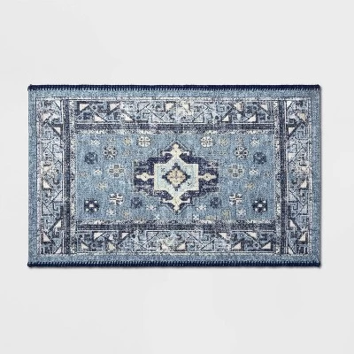 Vintage Persian Medallion Kitchen Rug Blue - Threshold™ 4 Vintage Persian Medallion Kitchen Rug Blue - Threshold™ - Image 4