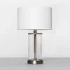 Fillable Accent With USB Table Lamp Brass - Threshold™: Modern Glass Nightstand Lamp, ETL Listed, No Bulb Included