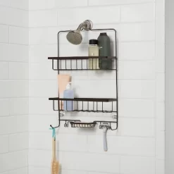 Large Bathroom Shower Caddy Bronze - Threshold™: Rust-Resistant Steel Organizer With Shelf Storage, 24" Height