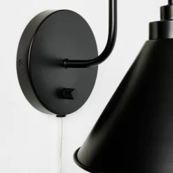 Curved Neck Wall Sconce With Metal Shade Black - Threshold™ Designed With Studio McGee: Modern Plug-In, ETL Listed, Cone-Shape 5 Curved Neck Wall Sconce With Metal Shade Black - Threshold™ Designed With Studio McGee: Modern Plug-In, ETL Listed, Cone-Shape -Haven Home Store GUEST 05452913 7b4c 4d75 a23f 38c1872afcdb
