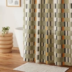 Modern Geo Shower Curtain Green - Threshold™