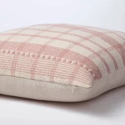 Square Woven Plaid Decorative Throw Pillow Mauve/Light Beige - Threshold™ Designed With Studio McGee: Cotton Dobby, Indoor Use, Hidden Zipper -Haven Home Store GUEST 06572299 cbd5 4e2a 9603 dfee302fabb6