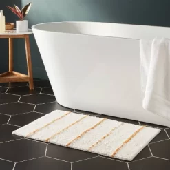 20"x30" Modern Tufted Stripe Bath Rug Yellow/Cream - Threshold™