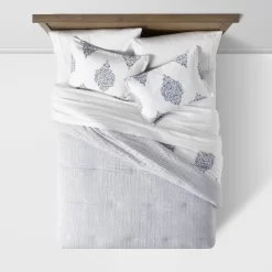 Reversible Medallion Family-Friendly Comforter & Sham Set White/Blue - Threshold™ 7 Reversible Medallion Family-Friendly Comforter & Sham Set White/Blue - Threshold™ -Haven Home Store GUEST 09637872 518f 421a b25c 46e43091aa78