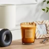 Colored Vase Glass With Dustcover Tobacco And Bergamot Candle Yellow - Threshold™