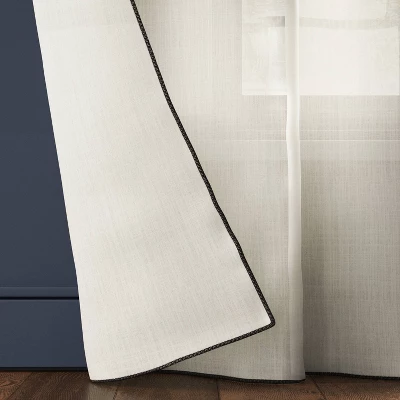 Light Filtering Marrow Edge Curtain Panel Ivory - Threshold™ 2 Light Filtering Marrow Edge Curtain Panel Ivory - Threshold™ - Image 2