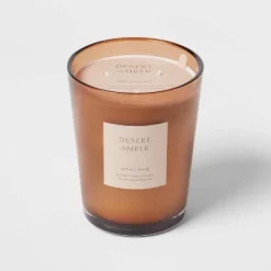 Colored Vase Glass With Dustcover Desert Amber Candle Brown - Threshold™ -Haven Home Store GUEST 122de511 da8f 4184 879f 25e9a167978d