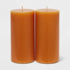 2pk Pillars Vanilla Pumpkin Orange - Threshold™ -Haven Home Store GUEST 12a6aab2 961f 4784 89cb 7439c8bff678
