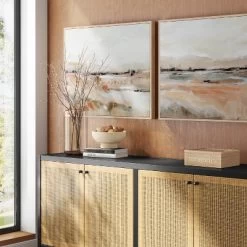 (Set Of 2) 24" X 30" Faded Landscape Framed Wall Canvases Natural - Threshold™