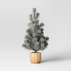 Artificial Plant Snowy Tree In Wood Pot - Threshold™ -Haven Home Store GUEST 155255c5 6673 4e47 87d9 5e9409ec016b