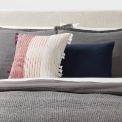 Woven Linework Dec Pillow Oblong Ivory/Plum Red/Dark Salmon Orange - Threshold™: Cotton Fabric, Indoor Decorative Accessory