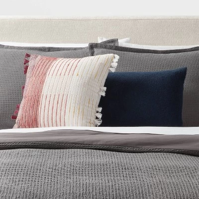 Woven Linework Dec Pillow Oblong Ivory/Plum Red/Dark Salmon Orange - Threshold™: Cotton Fabric, Indoor Decorative Accessory 1 Woven Linework Dec Pillow Oblong Ivory/Plum Red/Dark Salmon Orange - Threshold™: Cotton Fabric, Indoor Decorative Accessory