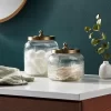 Small Glass Bath Canister Brass - Threshold™: Elegant Storage Container With Lid For Bathroom Organization