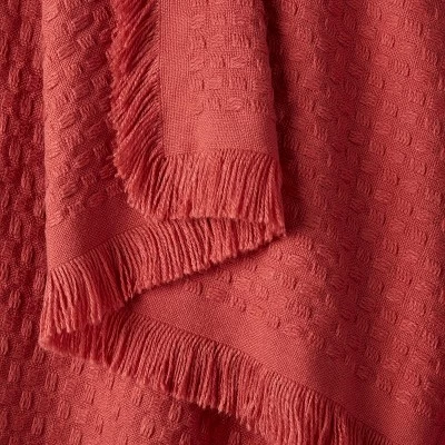 Solid Woven Throw Blanket Pink - Threshold™ 3 Solid Woven Throw Blanket Pink - Threshold™ - Image 3