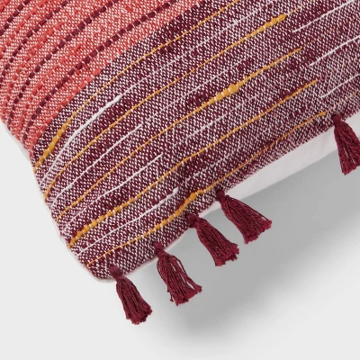 Woven Linework Dec Pillow Oblong Ivory/Plum Red/Dark Salmon Orange - Threshold™: Cotton Fabric, Indoor Decorative Accessory 3 Woven Linework Dec Pillow Oblong Ivory/Plum Red/Dark Salmon Orange - Threshold™: Cotton Fabric, Indoor Decorative Accessory - Image 3