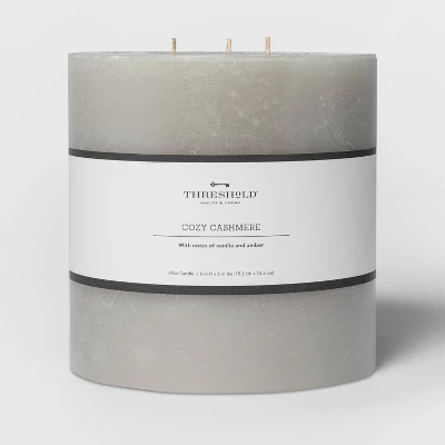 Pillar Cozy Cashmere Candle Gray - Threshold™ 4 Pillar Cozy Cashmere Candle Gray - Threshold™ - Image 4