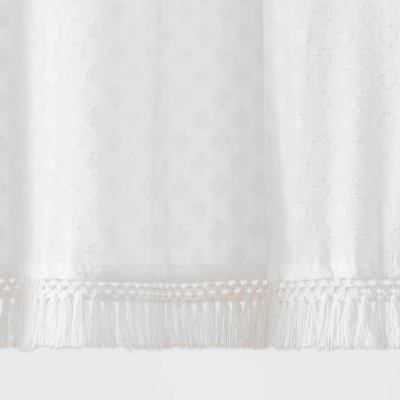 Textured Crochet Trim Shower Curtain White - Threshold™ 3 Textured Crochet Trim Shower Curtain White - Threshold™ - Image 3