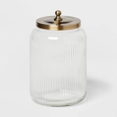 Large Bath Glass Canister Brass - Threshold™ 2 Large Bath Glass Canister Brass - Threshold™ - Image 2