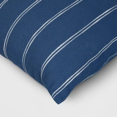 2pk Square Cotton Woven Stripe Throw Pillows Navy/Ivory - Threshold™ 3 2pk Square Cotton Woven Stripe Throw Pillows Navy/Ivory - Threshold™ - Image 3