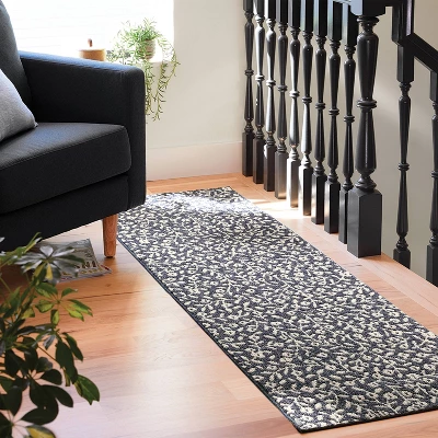 28"x84" Botanical Washable Runner Rug Indigo - Threshold™ 1 28"x84" Botanical Washable Runner Rug Indigo - Threshold™