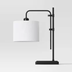 Knox Adjustable Shaded Table Lamp Black - Threshold™: Modern, In-Line Switch, ETL Listed