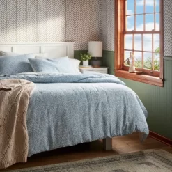 Traditional Floral Printed Cotton Duvet Cover & Sham Set Blue - Threshold™