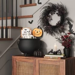 Medium Halloween Glass Pumpkin Black - Threshold™