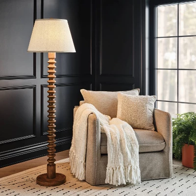 Mid Tone Wood Floor Lamp - Threshold™ 1 Mid Tone Wood Floor Lamp - Threshold™