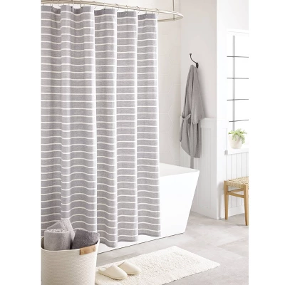 Stripe Shower Curtain Radiant Gray - Threshold™ 4 Stripe Shower Curtain Radiant Gray - Threshold™ - Image 4
