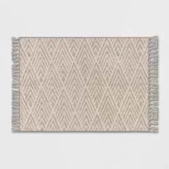 Diamond With Fringe Rug Gray - Threshold™ -Haven Home Store GUEST 3d35566a 7cb6 48a8 968d cc81e5d838e7