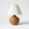 Natural Wicker Table Lamp Brown - Threshold™ Designed With Studio McGee: Chic Pleated Drum Shade, ETL Listed