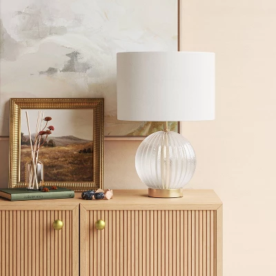 Small Ribbed Glass Lamp Base Clear - Threshold™ 1 Small Ribbed Glass Lamp Base Clear - Threshold™