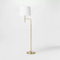Adjustable Floor Lamp Brass Iron With Pleated Shade - Threshold™ Designed With Studio McGee