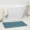 20"x32" Mixed Texture Chenille Bath Rug Teal Blue - Threshold™