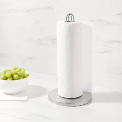 Nickel Paper Towel Holder - Threshold™: Freestanding Steel Napkin Holder, Silver, Spot Clean, 13" Height