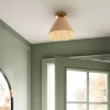 Rattan Fixed Ceiling Light Brass - Threshold™