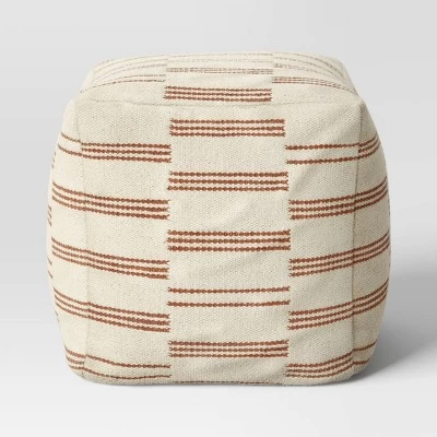 Palmette Wool Kilim Style Pouf With Removable Fill Cream With Rust Stripe - Threshold™ 2 Palmette Wool Kilim Style Pouf With Removable Fill Cream With Rust Stripe - Threshold™ - Image 2