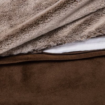 55" X 80" 15lbs Faux Fur Weighted Blanket With Removable Cover Brown - Threshold™ 2 55" X 80" 15lbs Faux Fur Weighted Blanket With Removable Cover Brown - Threshold™ - Image 2