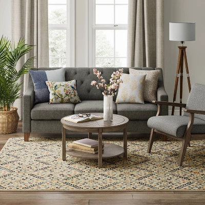 7'x10' Oxon Floral Mosaic Woven Area Rug Beige - Threshold™ 2 7'x10' Oxon Floral Mosaic Woven Area Rug Beige - Threshold™ - Image 2