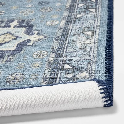 Vintage Persian Medallion Kitchen Rug Blue - Threshold™ 3 Vintage Persian Medallion Kitchen Rug Blue - Threshold™ - Image 3