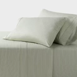 400 Thread Count Performance Pillowcase Green Stripe - Threshold™