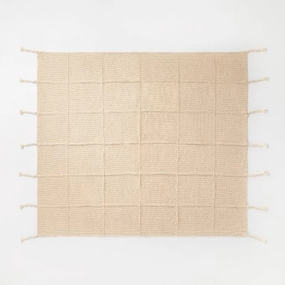 Windowpane Knit Throw Blanket With Tassels - Threshold™ Designed With Studio McGee 2 Windowpane Knit Throw Blanket With Tassels - Threshold™ Designed With Studio McGee - Image 2