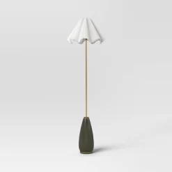 Wavy Shade Collection With Ceramic Base Floor Lamp Green - Threshold™