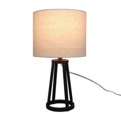 Medium Modern Industrial Assembled Table Lamp Black - Threshold™: UL Listed, Cotton-Linen Shade, Metal Body, No Bulb Included -Haven Home Store GUEST 5e453bf9 3d19 49ed a4c9 16462b30fa15