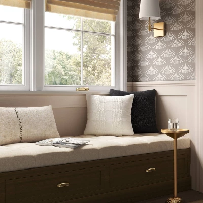 Oversized Stitched Lumbar Throw Pillow Neutral - Threshold™ 1 Oversized Stitched Lumbar Throw Pillow Neutral - Threshold™