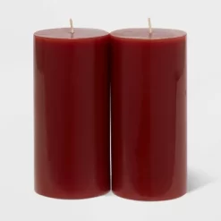 2pk Pillars Warm Cider & Cinnamon Red - Threshold™ -Haven Home Store GUEST 5fecdd6e 5da9 48e9 866c c72973a56b09