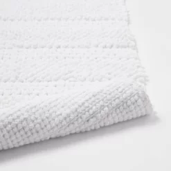 20"x32" Knit Striped Chenille Bath Rug Fringe White - Threshold™ -Haven Home Store GUEST 6239af6f a180 4d02 b1e9 c8e4e3c6d71f