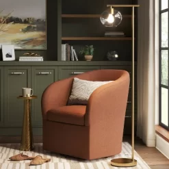 Brass Floor Lamp With Glass Shade - Threshold™: Modern Standing Light, ETL Listed, Metal Body