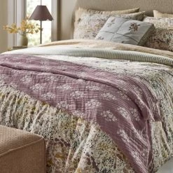 Floral Block Print Jacquard Throw Purple/Cream - Threshold™ Designed With Studio McGee